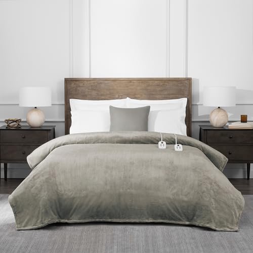 King Size 100in x 90in Polyester Velvet Electric Heated Blanket R7338