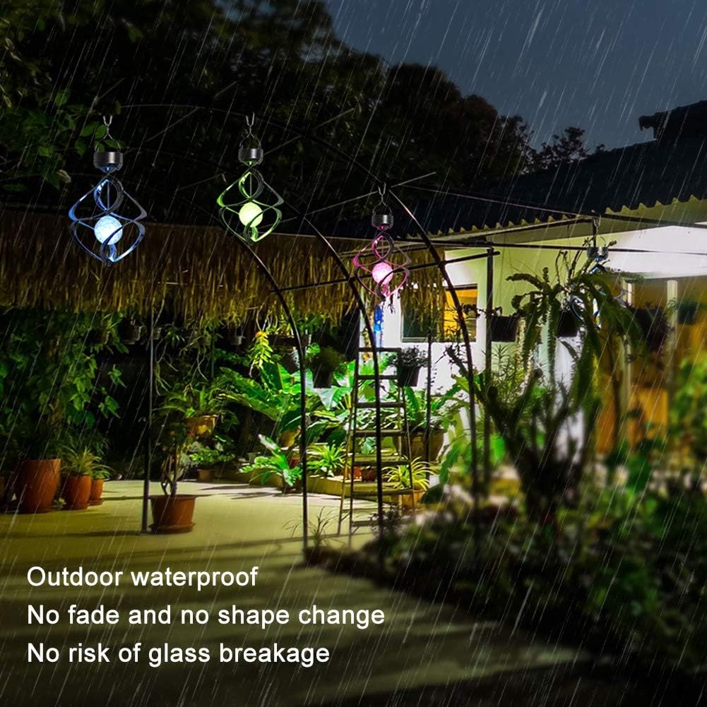 LED Solar Revolving Wind Chimes Hanging Spiral Lights U905052