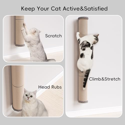 40" Wall Mounted Cat Scratcher Sisal Scratching Post Z284201