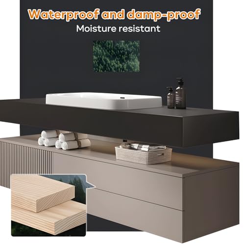 Solid Wood Wall Mounted Bathroom Vanity with Sink and LED Mirror, 36" E255824