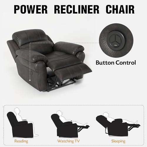Black Fabric Power Recliner Chair with USB Ports S89547