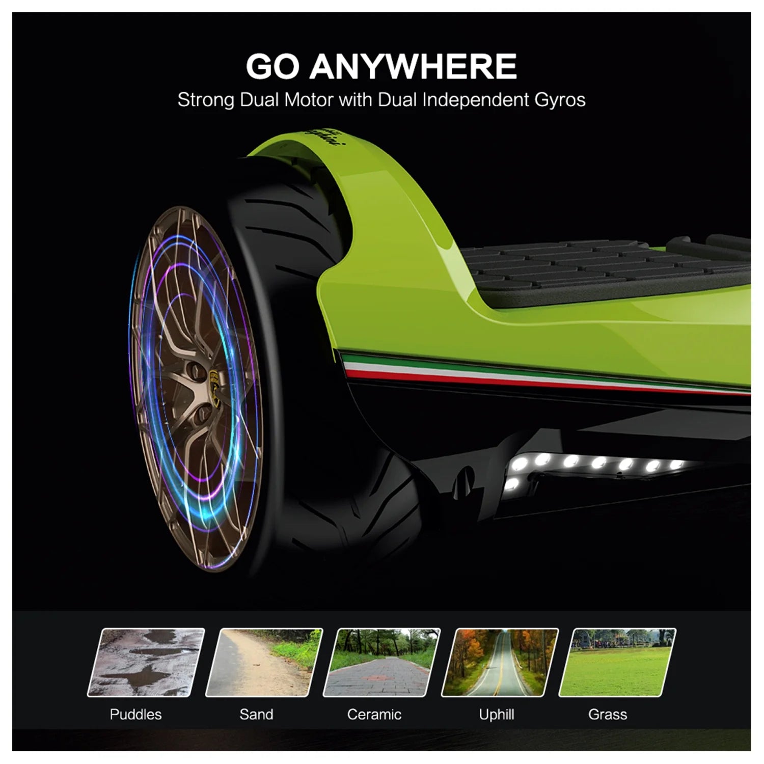 Green 6.5" Off Road Two-Wheel Electric Scooter W2715
