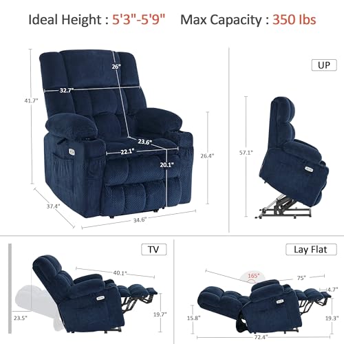Dual Motor Power Lift Recliner Chair with Massage and Heat, Fabric, Burgundy E485808