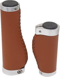 Brown Non-Slip PVC Microfiber Leather Ergonomic Double Lock-on Bike Handle Grips Q1367