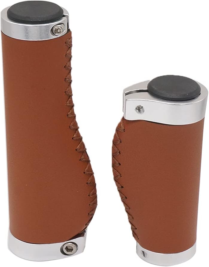 Brown Non-Slip PVC Microfiber Leather Ergonomic Double Lock-on Bike Handle Grips Q1367