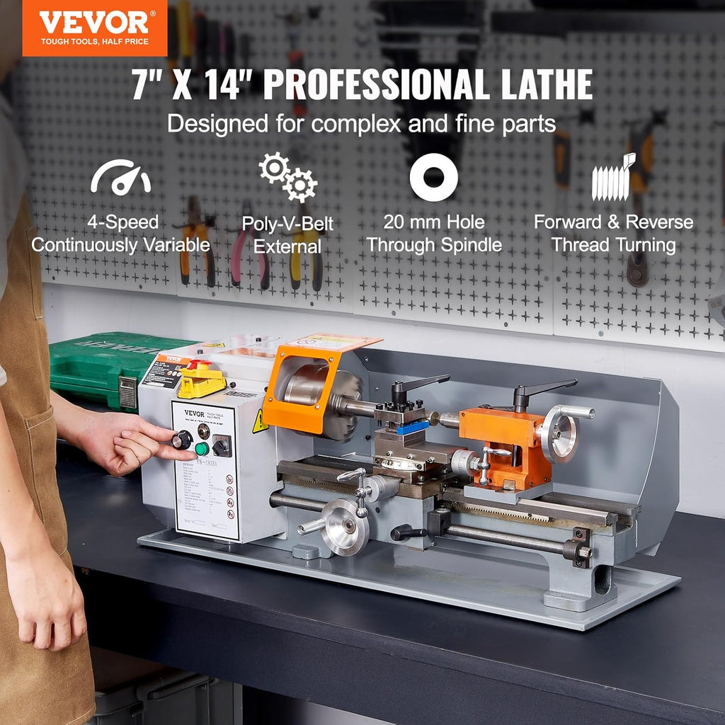 7'' x 13.78'' Metal Lathe with Tool Box W24229