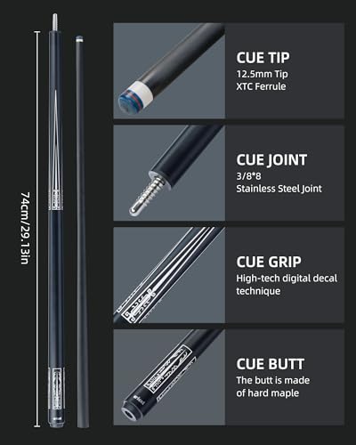 Carbon Fiber Pool Cue Stick 58" with 12.5mm Tip I2684