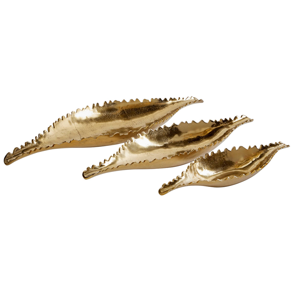 Large Metallic Gold Metal Boat Trays, Set of 3 U7878