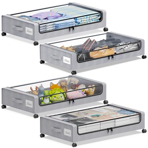 Black 2-Pack XXL 60L Rolling Metal Under Bed Storage Bins with Lids W314419