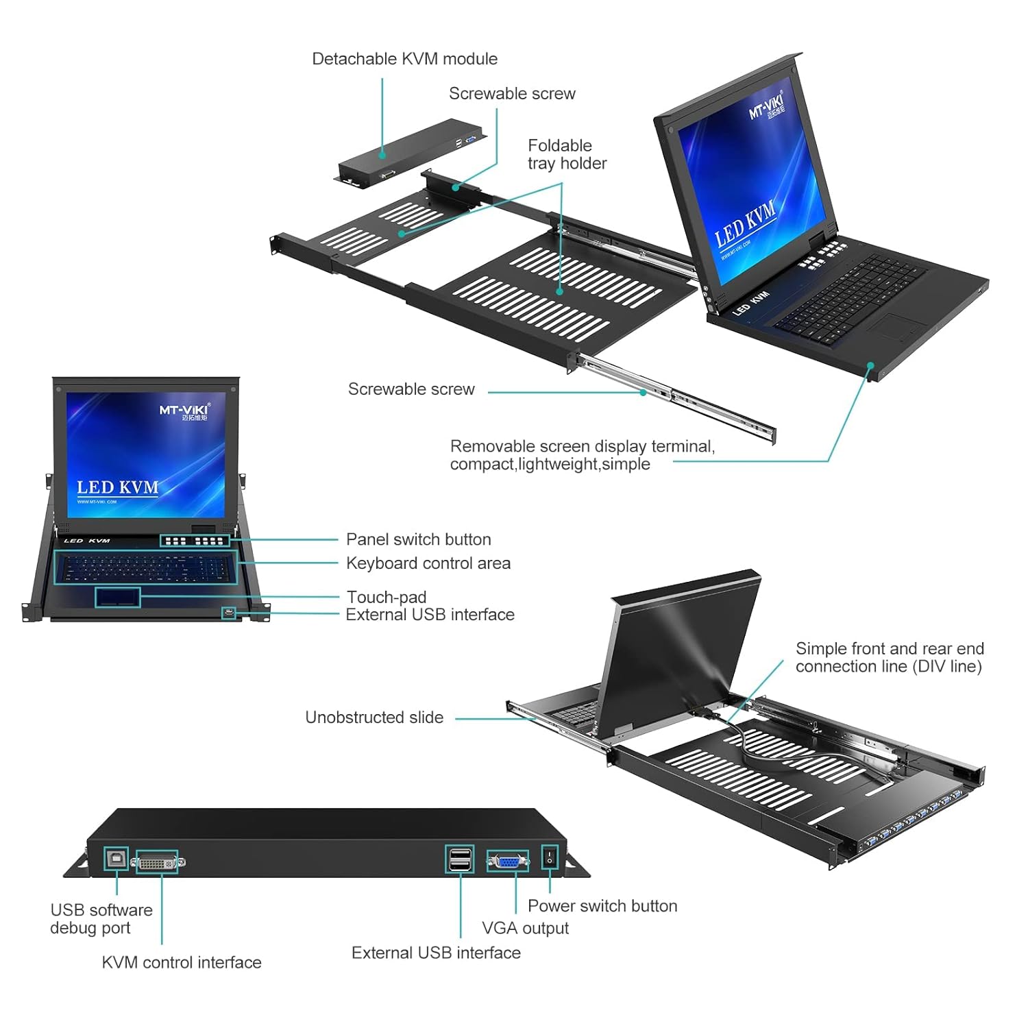 8 Port LCD KVM Console with Cables Z343