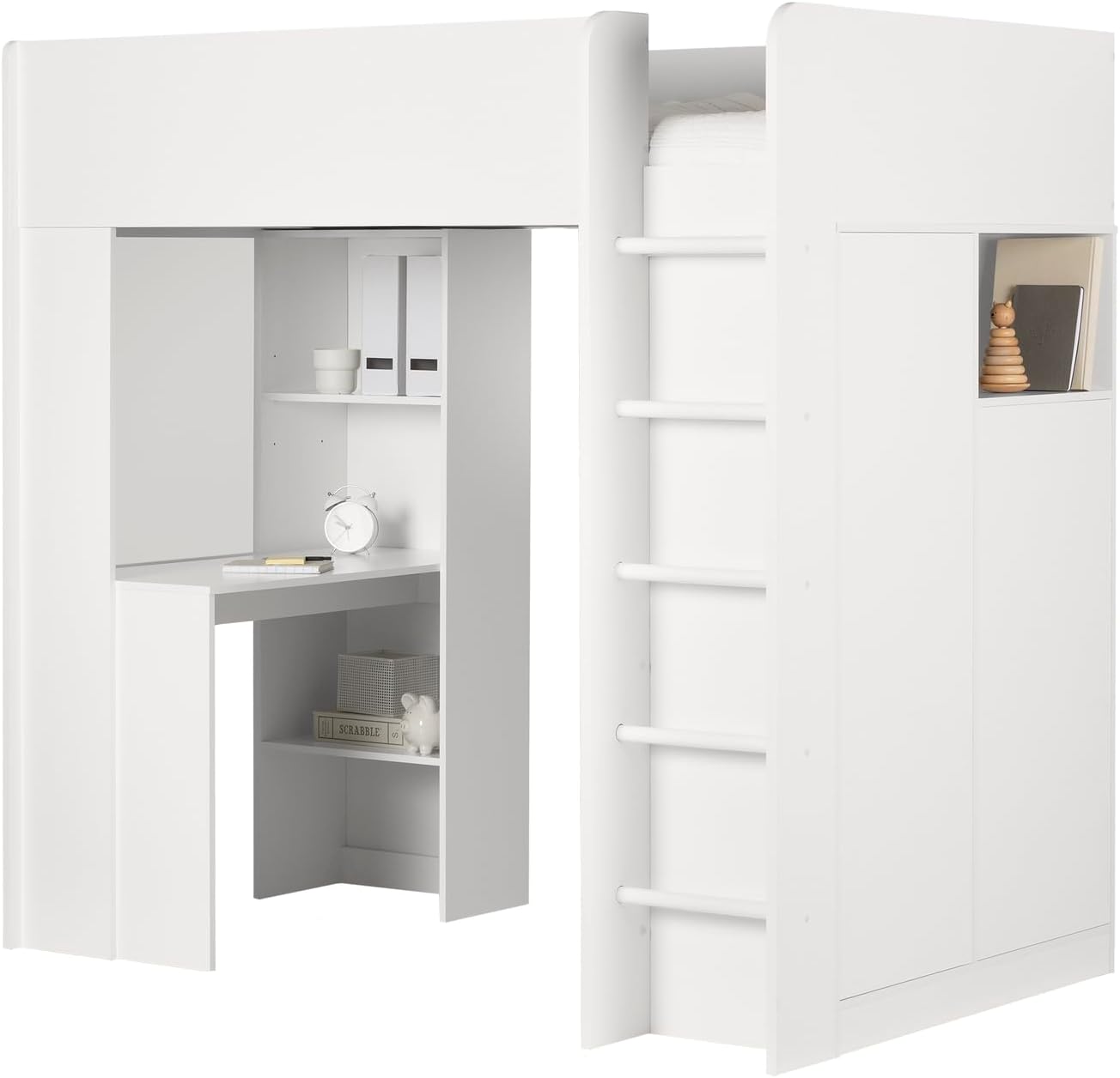 Pure White Twin Size Wood Murphy Bed J574213