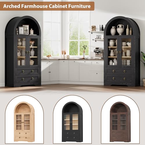 Black 71" Tall Pantry Cabinet with Drawers Doors and Shelves K30599