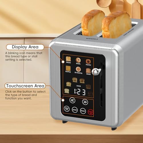 Open Box Touch Screen Toaster 2 Slice Digital Timer Stainless Steel W7497