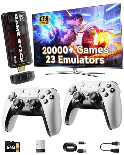 Retro Gaming Console Stick with 4K HDMI, 20000+ Games, Dual 2.4G Wireless Controllers V8694