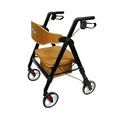 Heavy Duty Rollator Walker with Seat, Extra Wide Alluminium Folding Rolling Walker 450LB with Wide Basket & Padded Seat, 4 Wheel Walker (Black) Q96331