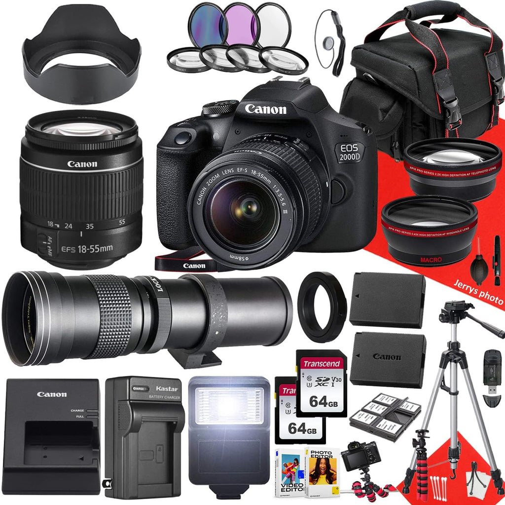 DSLR Camera with 18-55mm and 420-800mm Lenses + 128 GB Memory + Tripod (33pc Bundle) S406477