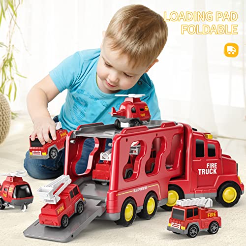 7-in-1 Friction Power Vehicle Toy Carrier Transport Trucks Car Set D410233