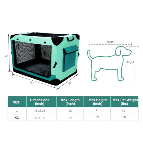 42 inch Collapsible Dog Crate with Durable Mesh Windows F6838