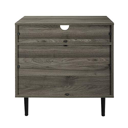 Slate Grey Wood Nightstand with Drawer and Shelf C533