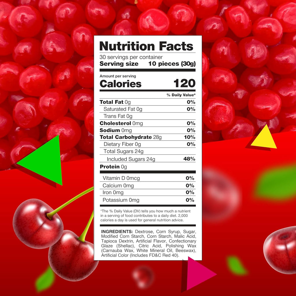 Cherry Sours Chewy Balls Candy (2 Pound Bag) G7534