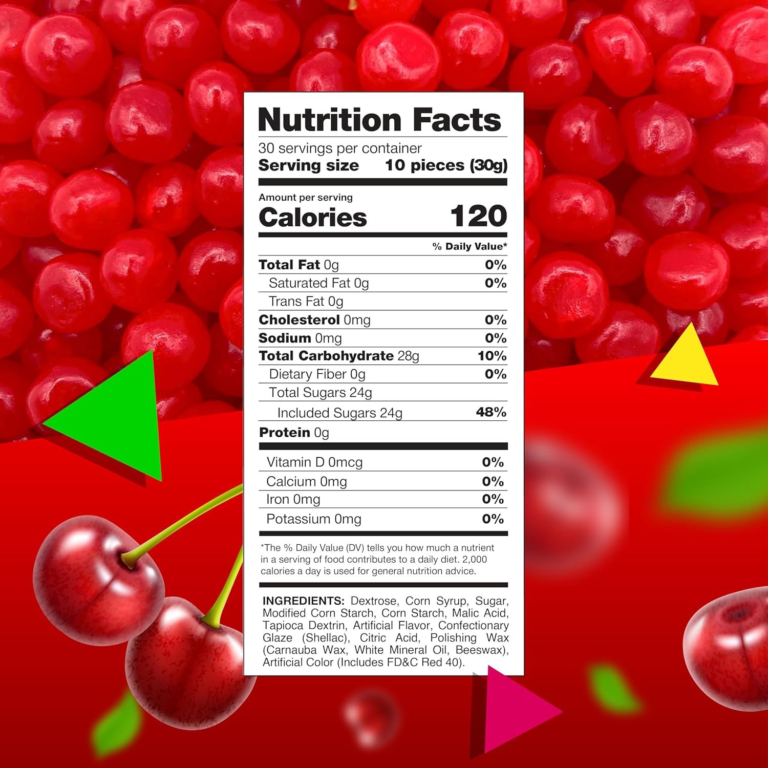 Cherry Sours Chewy Balls Candy (2 Pound Bag) G7534