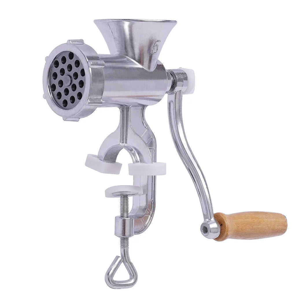 Manual Meat Grinder Aluminum Alloy Food Mincer Sausage Filler Hand Crank Meat Mincer Mixer with Tabletop Clamp N49689