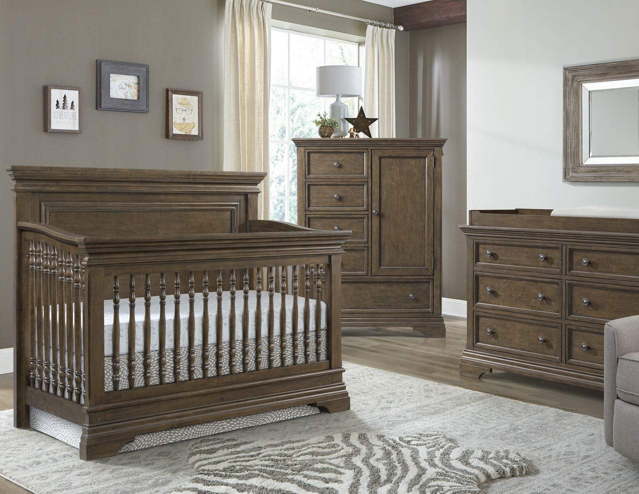 Brushed Rosewood Convertible Crib D684698