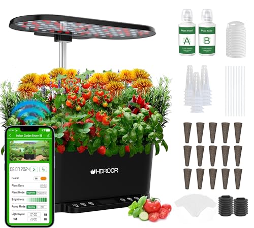 Black 15 Pods Hydroponic Growing System with Grow Light C9882