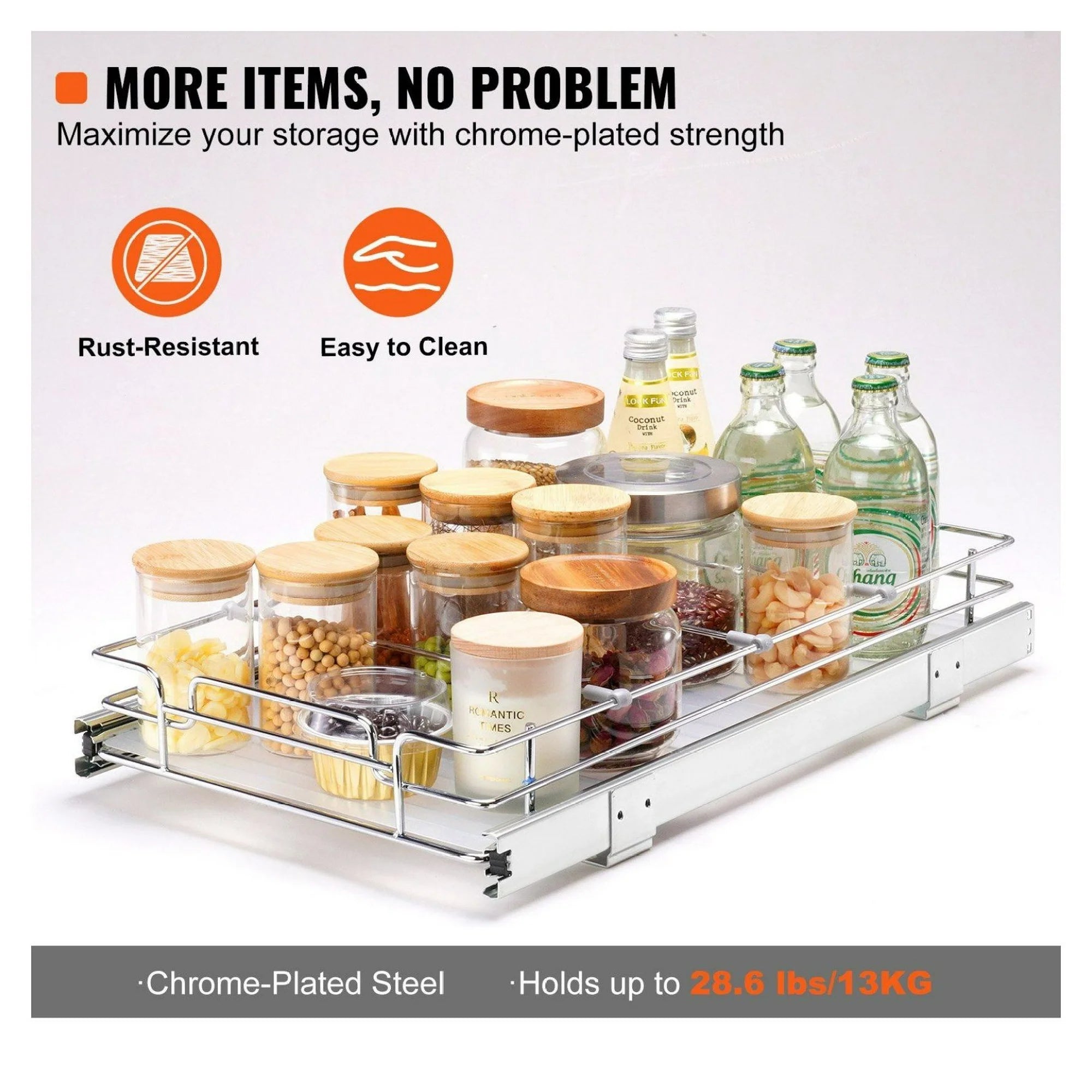 Chrome Heavy Duty Slide Out Cabinet Organizer 11x21 I853