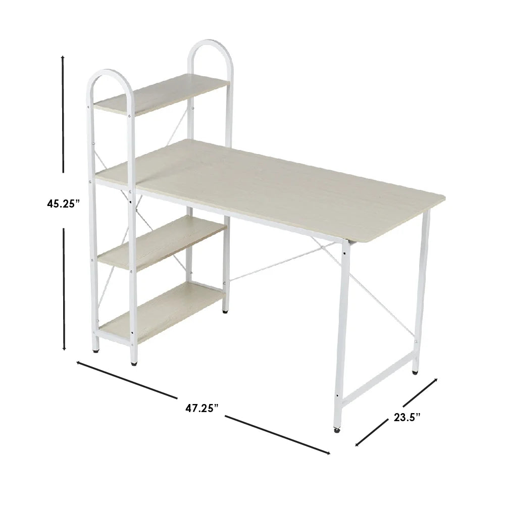Oak/White Computer Desk With Shelves N53981