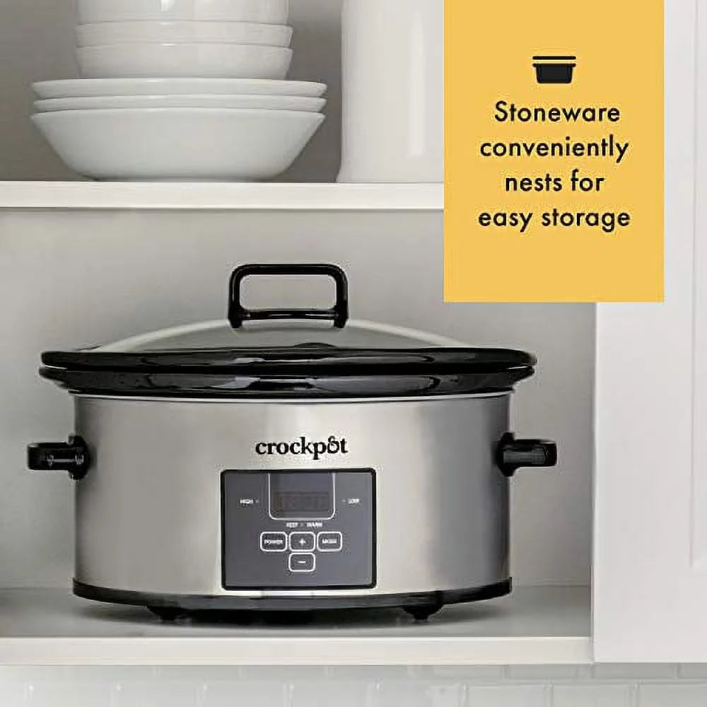 6-Quart Programmable Slow Cooker, Stainless Steel M683817