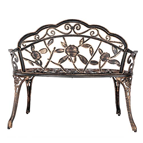 Bronze Metal Rose Bench for 2 Person Seat T7345