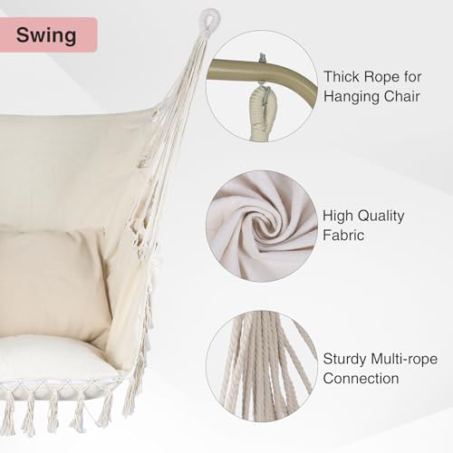 Hammock Chair Stand with Hanging Swing Chair, Heavy Duty Steel, Max Load 330 Lbs D996866