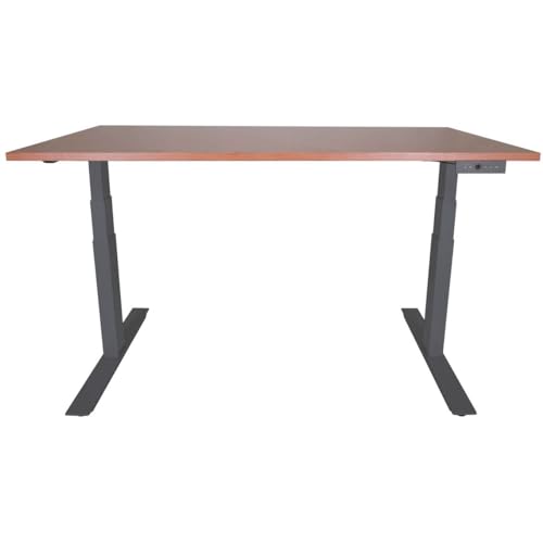 Adjustable Sit/Stand Desk 60"x30" Cherry Wood Finish Black Frame L21307