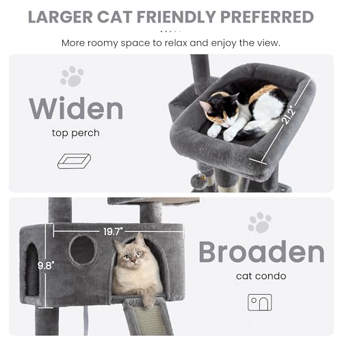 Grey Multi-Level Cat Tree with Scratching Posts O308