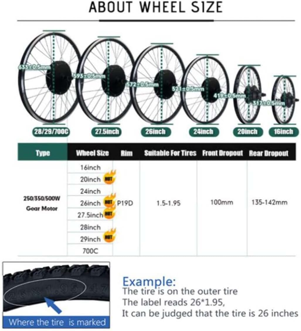 20"/24"/26"/27.5"/28"/29"/700C Front Wheel Electric Bicycle Hub Motor Conversion Kit with LCD3 Display L82275