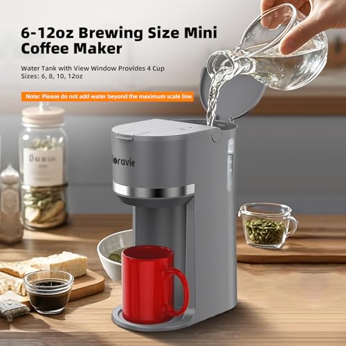 Black Single Serve Coffee Maker for K Cup and Ground Coffee, 6 to 12 oz. Brew Sizes T410663