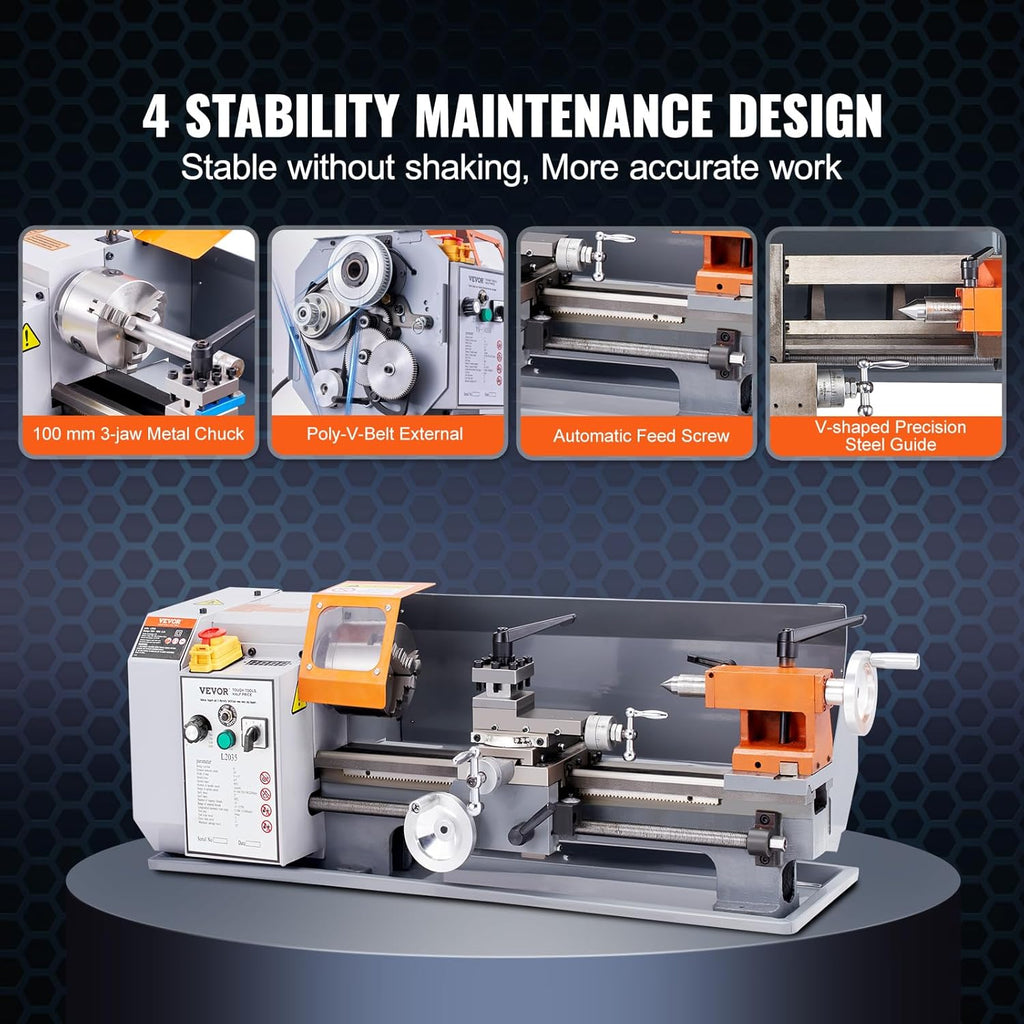 7.87'' x 13.78'' Precision Benchtop Metal Lathe C13224