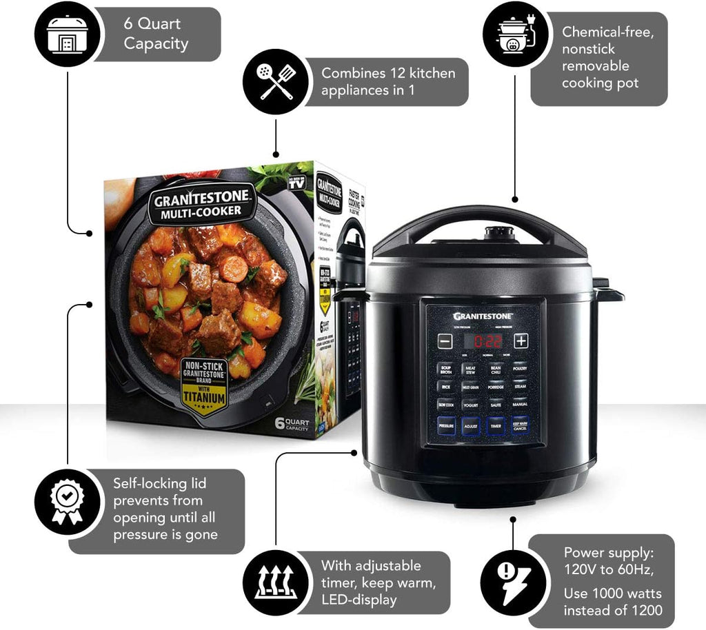 12-in-1 6 Quart Electric Pressure Cooker with LED Display P129
