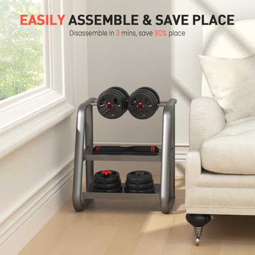 Adjustable Dumbbells, 90lbs Free Weight Set with Connector C143369