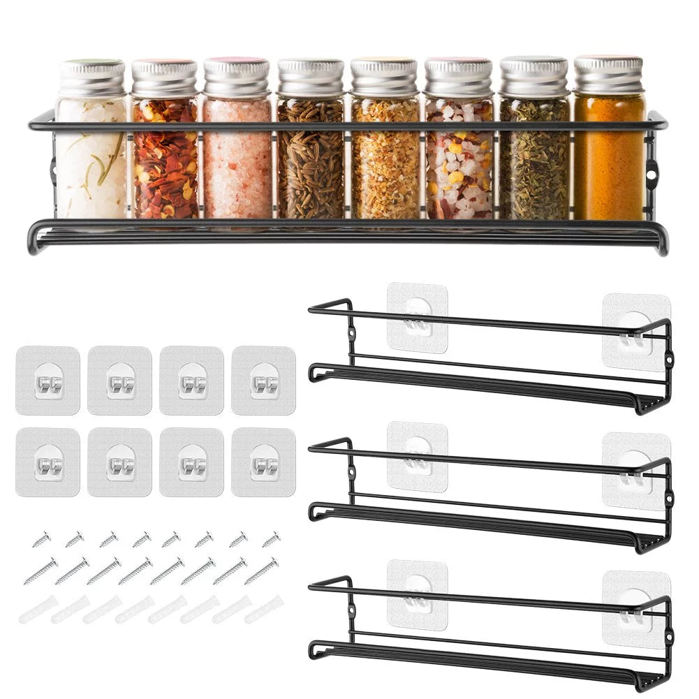Black Metal 4 Tier Spice Rack Organizer T3872