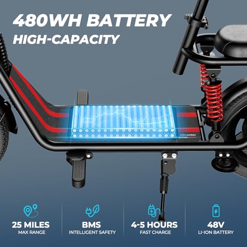 850W Peak Electric Scooter with Seat, 22MPH, 25 Miles Range, 14" Pneumatic Tire, Folding E Scooter H4861