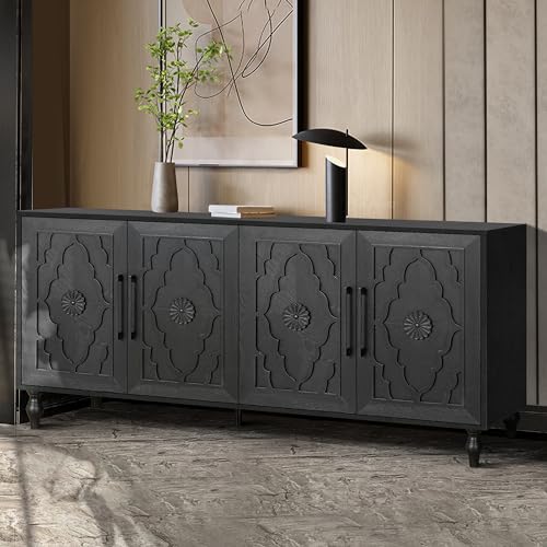 Wooden Sideboard Cabinet with 4 Doors and Metal Handles Z10270