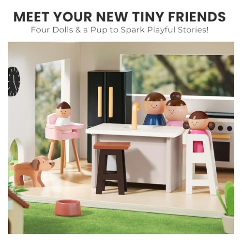 53Pcs Wooden Doll House with Furniture U25705