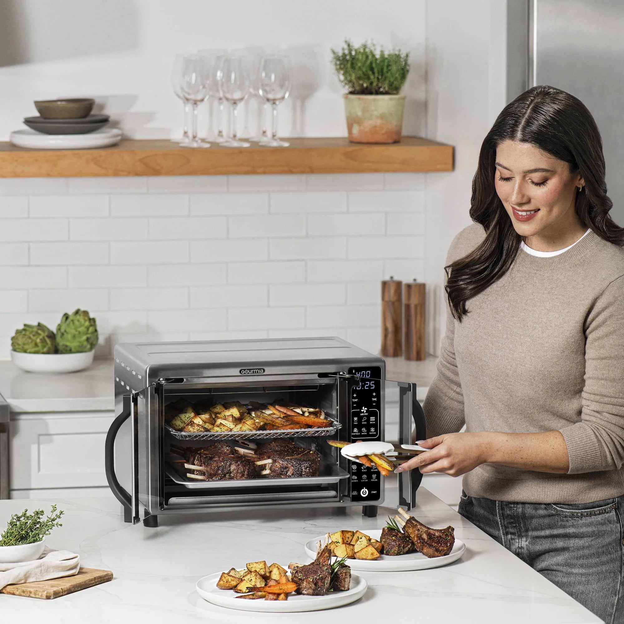 Stainless Steel Digital Air Fryer Toaster Oven, 6 Slice H962