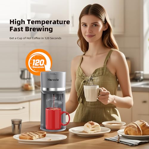 Black Single Serve Coffee Maker for K Cup and Ground Coffee, 6 to 12 oz. Brew Sizes T410663