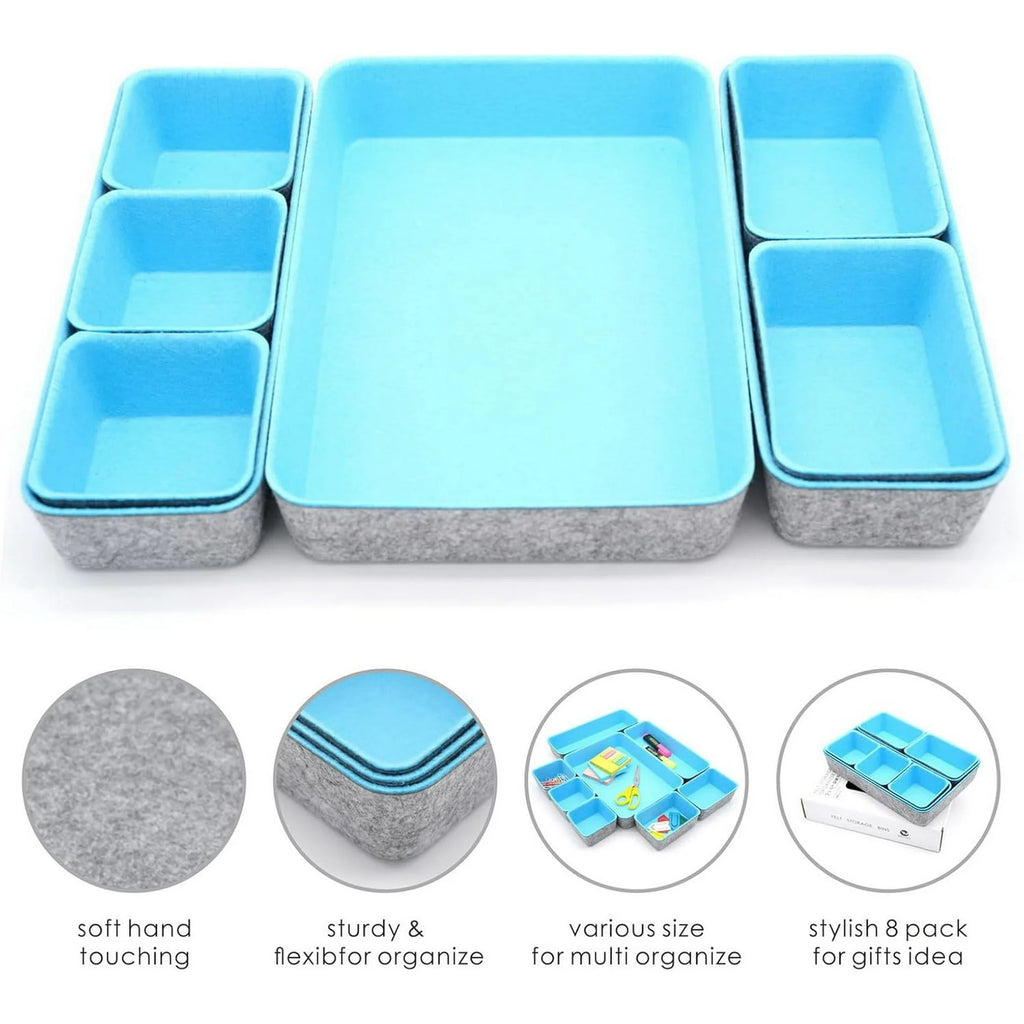 8-piece Felt Drawer Organizers Tray in Glacier Gray Z672749