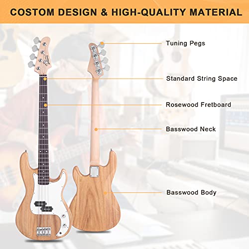 Full Size Electric Bass Guitar 4 String with AMP, Cable, Strap, Bag and Accessories (Black) G4218