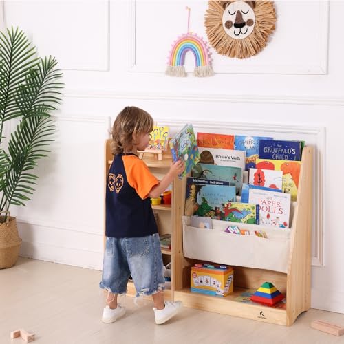 4-Tier Kids Wooden Bookshelf (Natural) H512