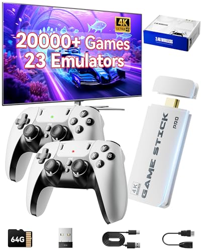 Retro Gaming Console Stick with 4K HDMI, 20000+ Games, Dual 2.4G Wireless Controllers V8694